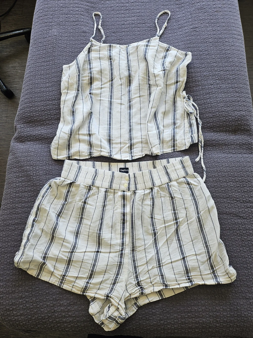 GAP Cream and Navy Striped Tank & Shorts Set